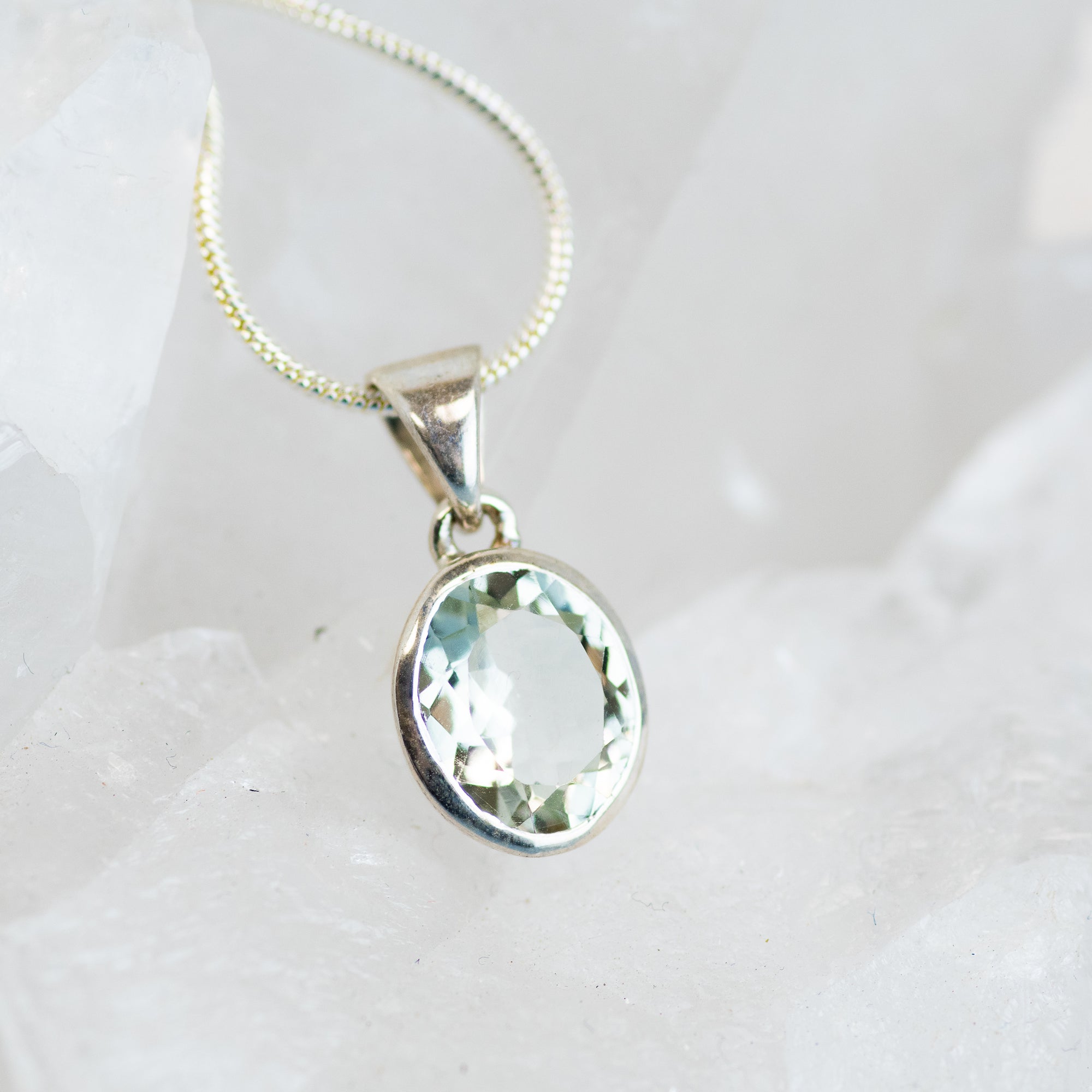 Green Amethyst Sterling Silver Pendant