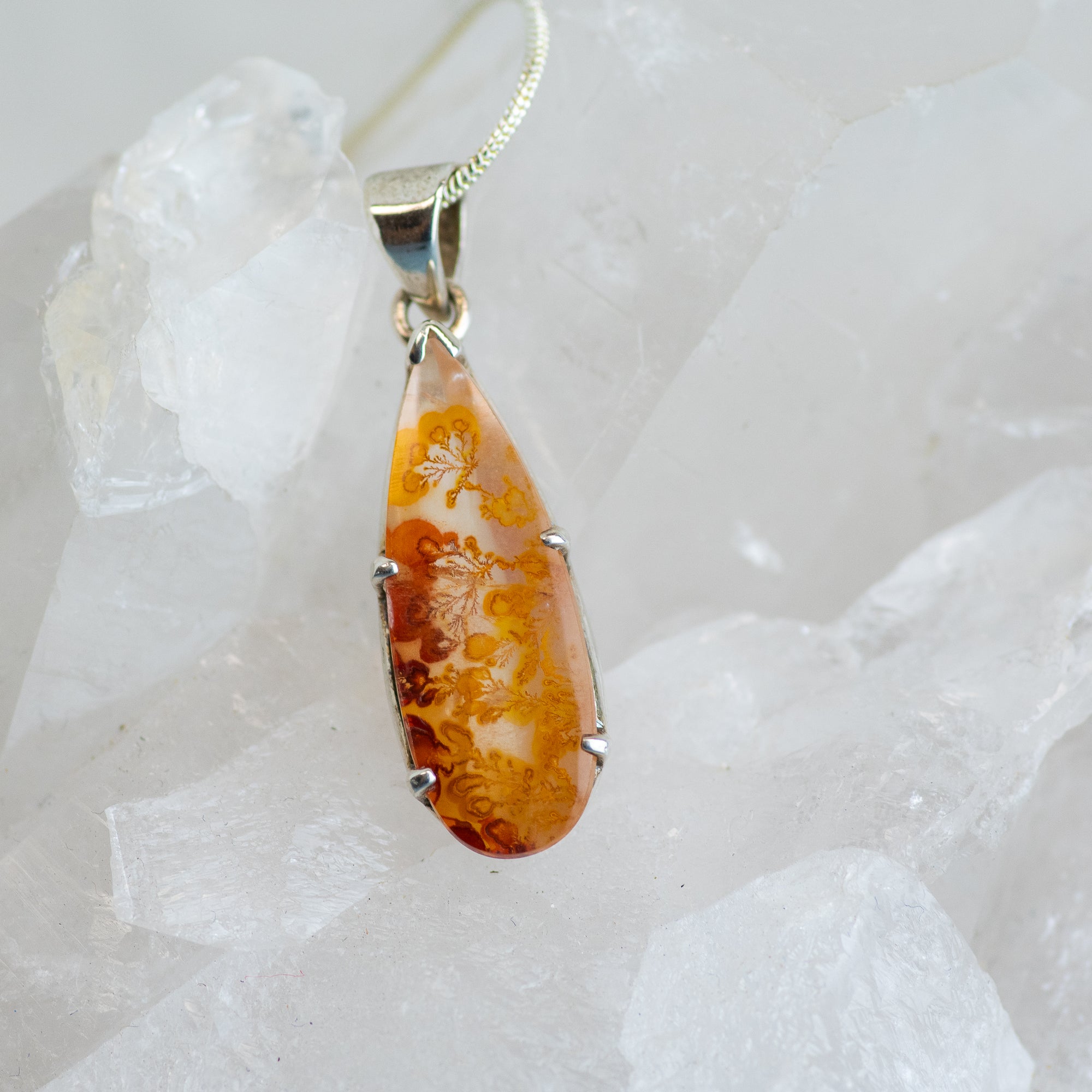 Fire Quartz Sterling Silver Pendant