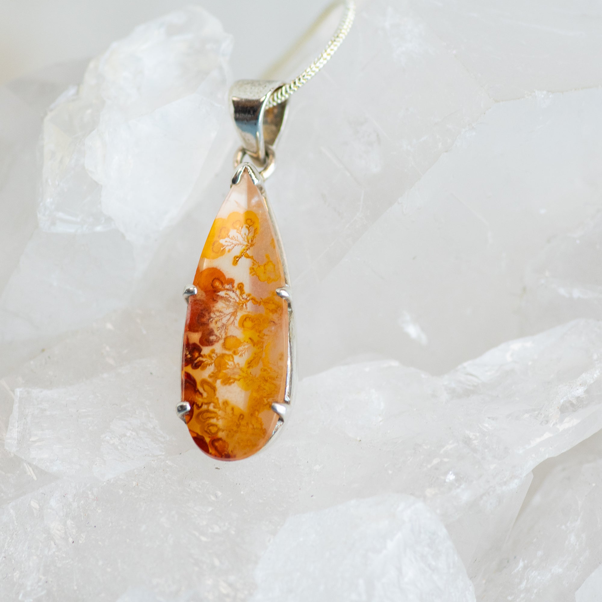 Fire Quartz Sterling Silver Pendant
