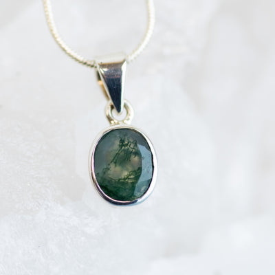 Green Moss Agate Sterling Silver Pendant