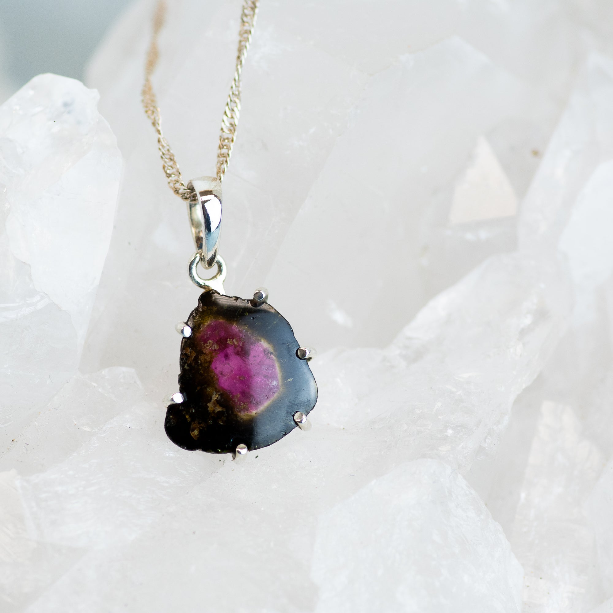 Watermelon Tourmaline Sterling Silver Pendant