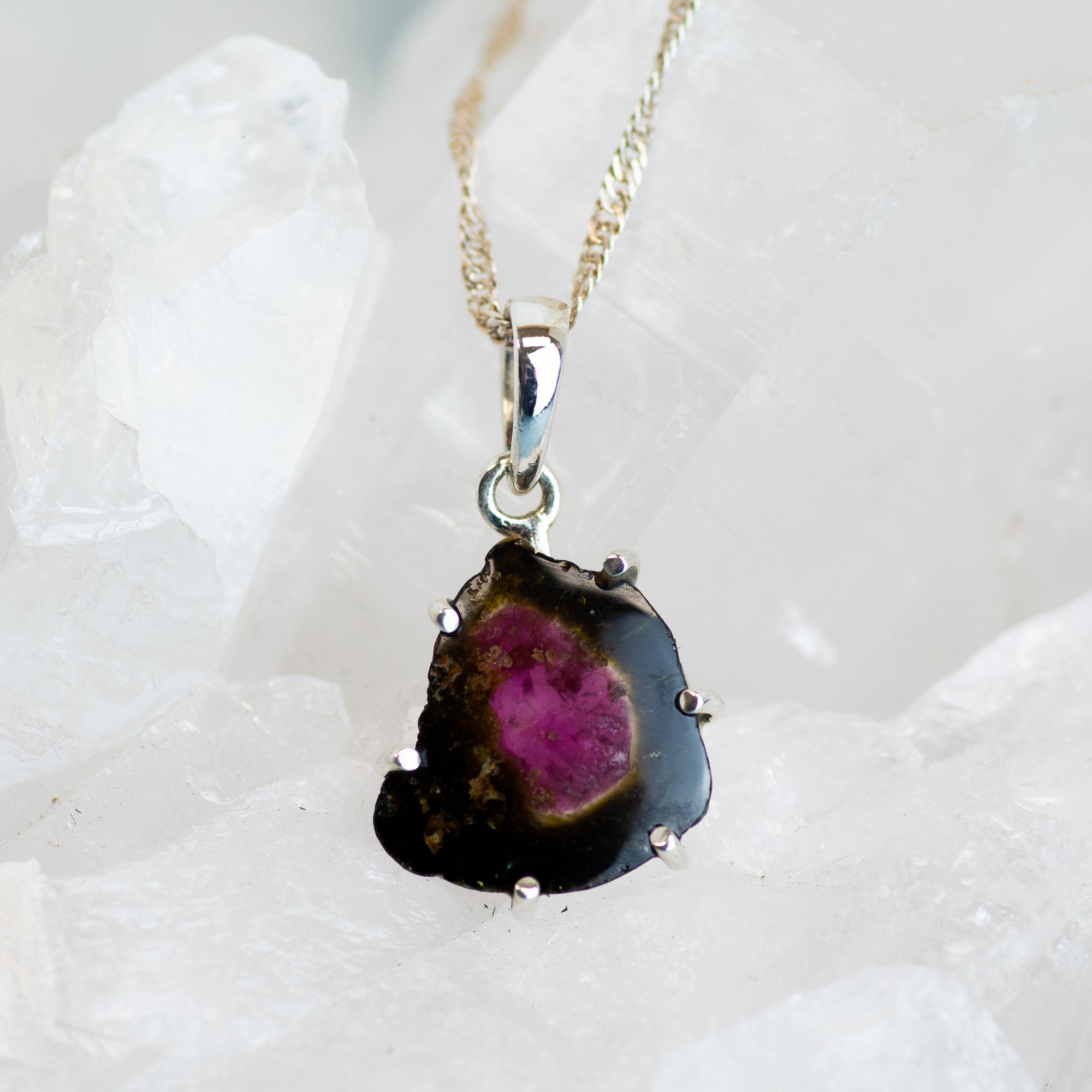 Watermelon Tourmaline Sterling Silver Pendant