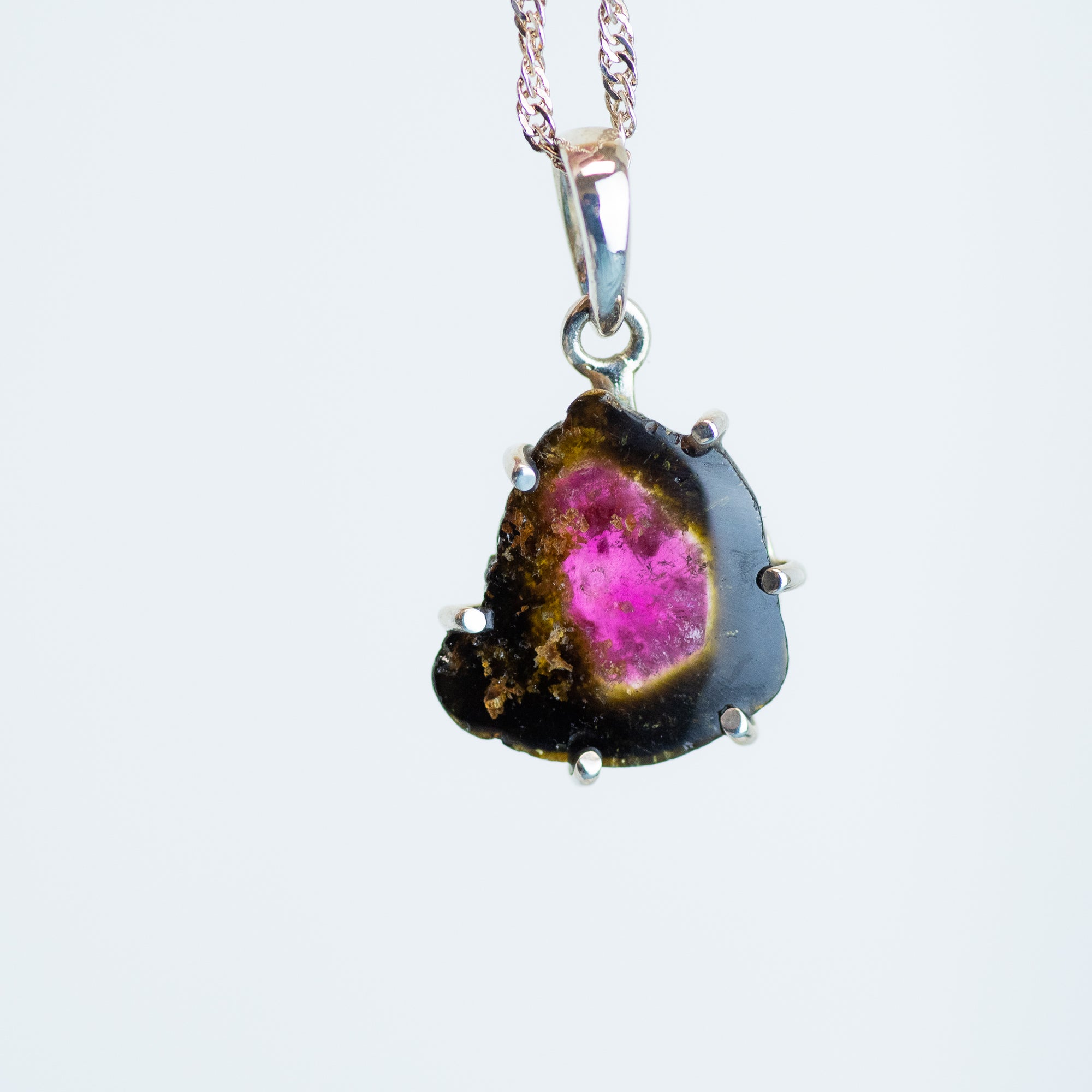 Watermelon Tourmaline Sterling Silver Pendant