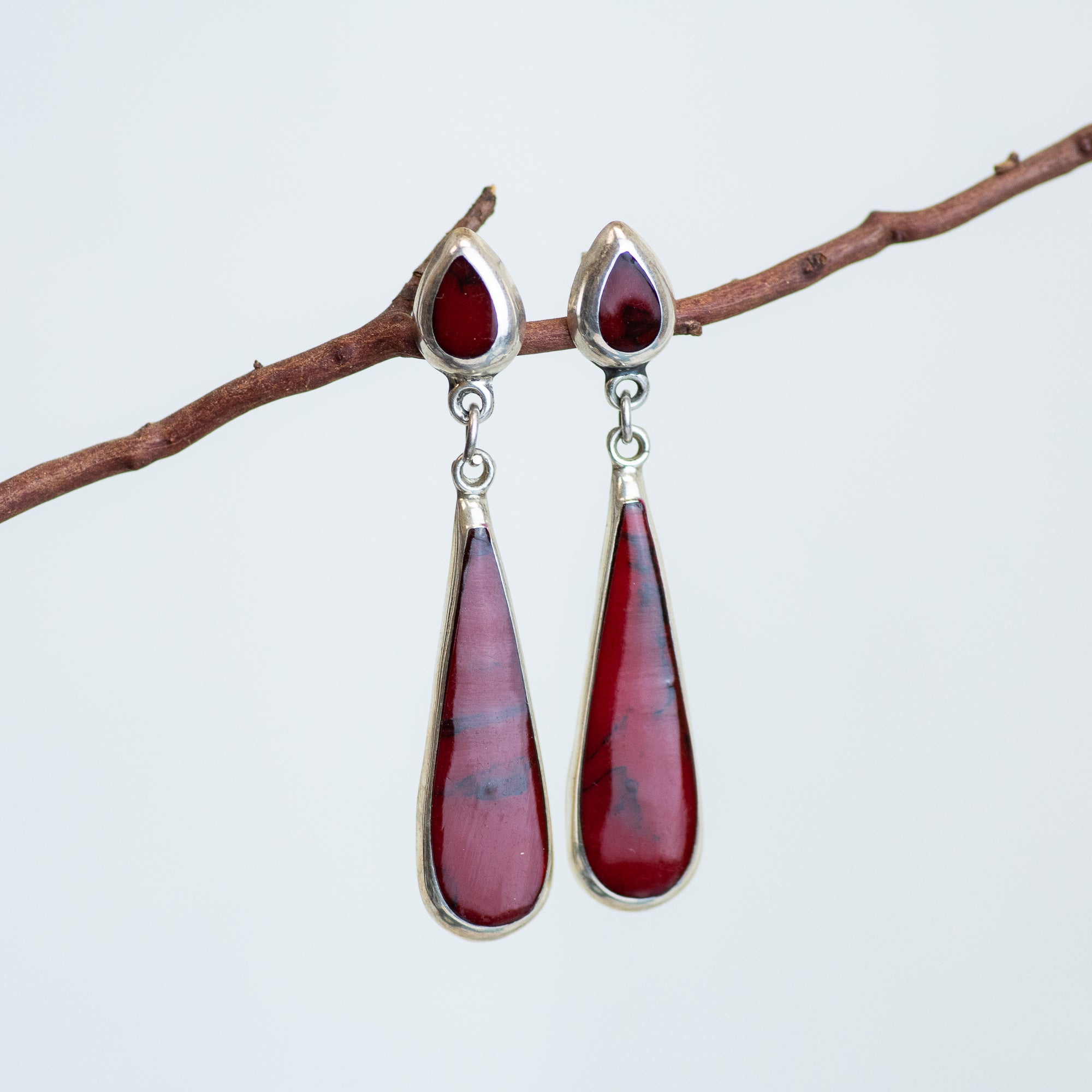 Sterling Silver Red Jasper Earrings