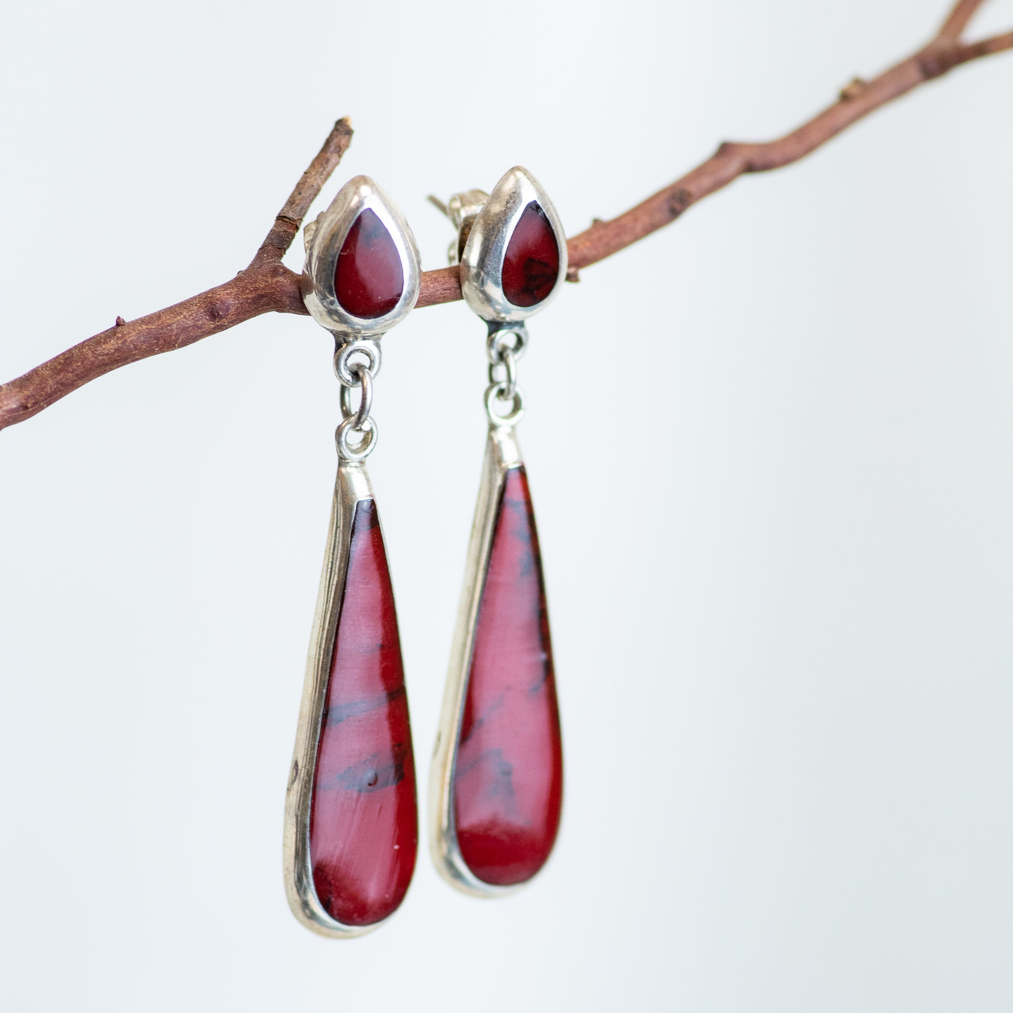 Sterling Silver Red Jasper Earrings