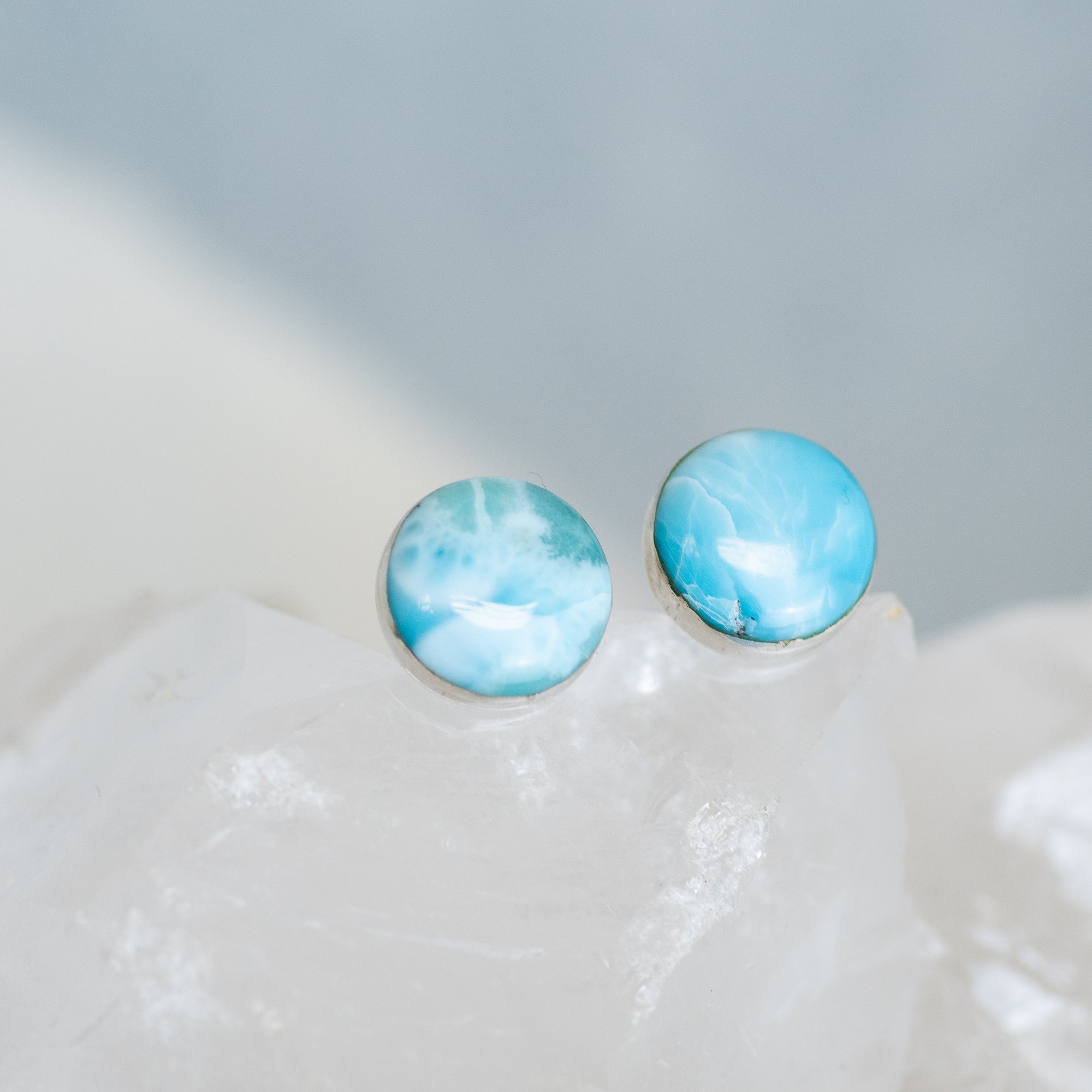 Sterling Silver Larimar Stud Earrings