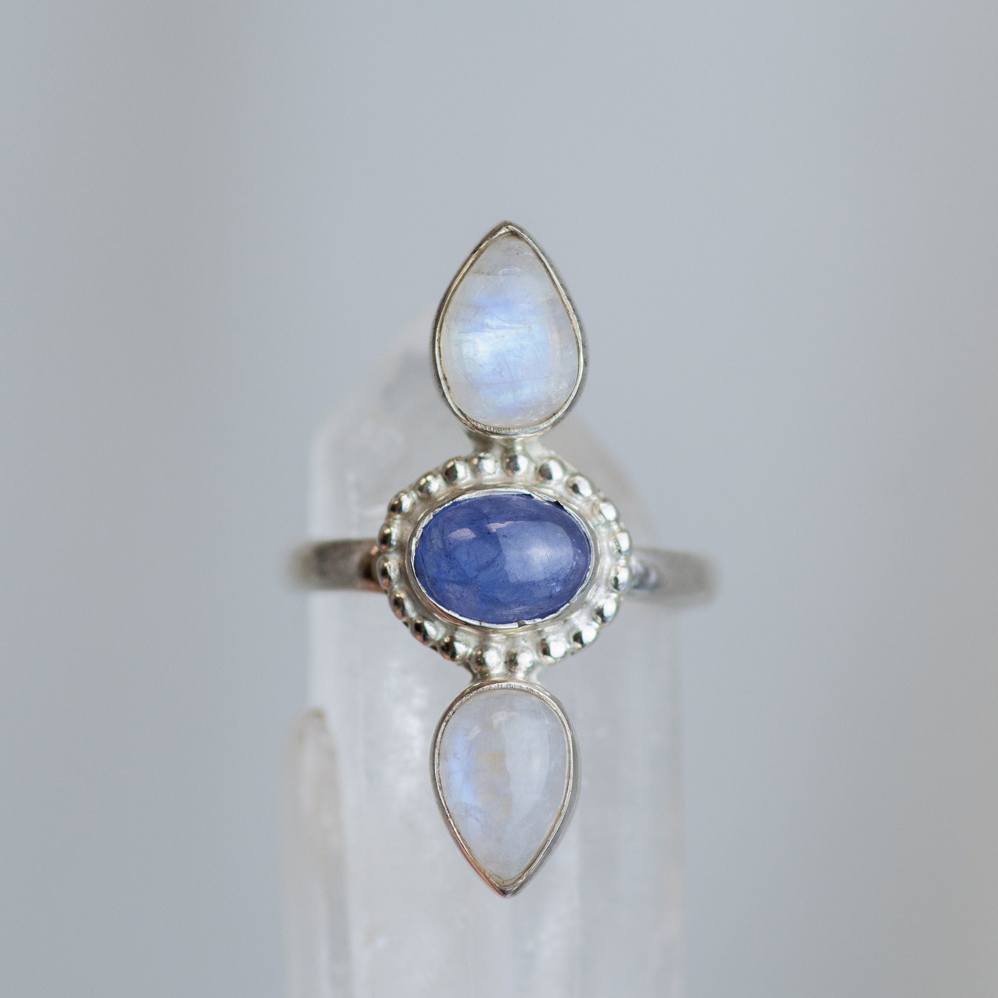 Sterling Silver Moonstone & Tanzanite Ring