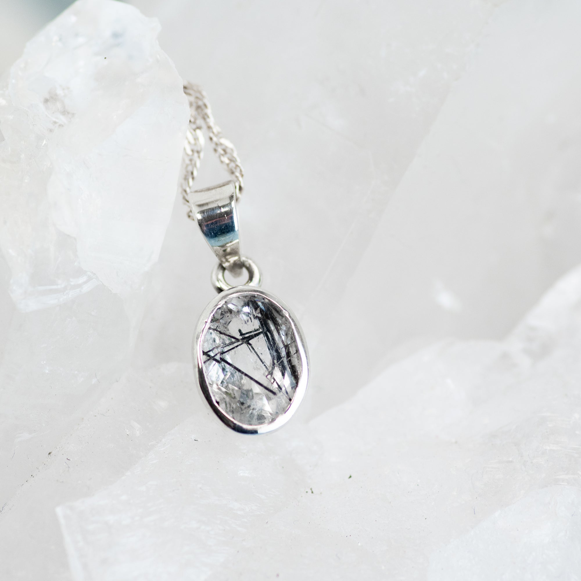 Tourmalinated Quartz Sterling Silver Pendant