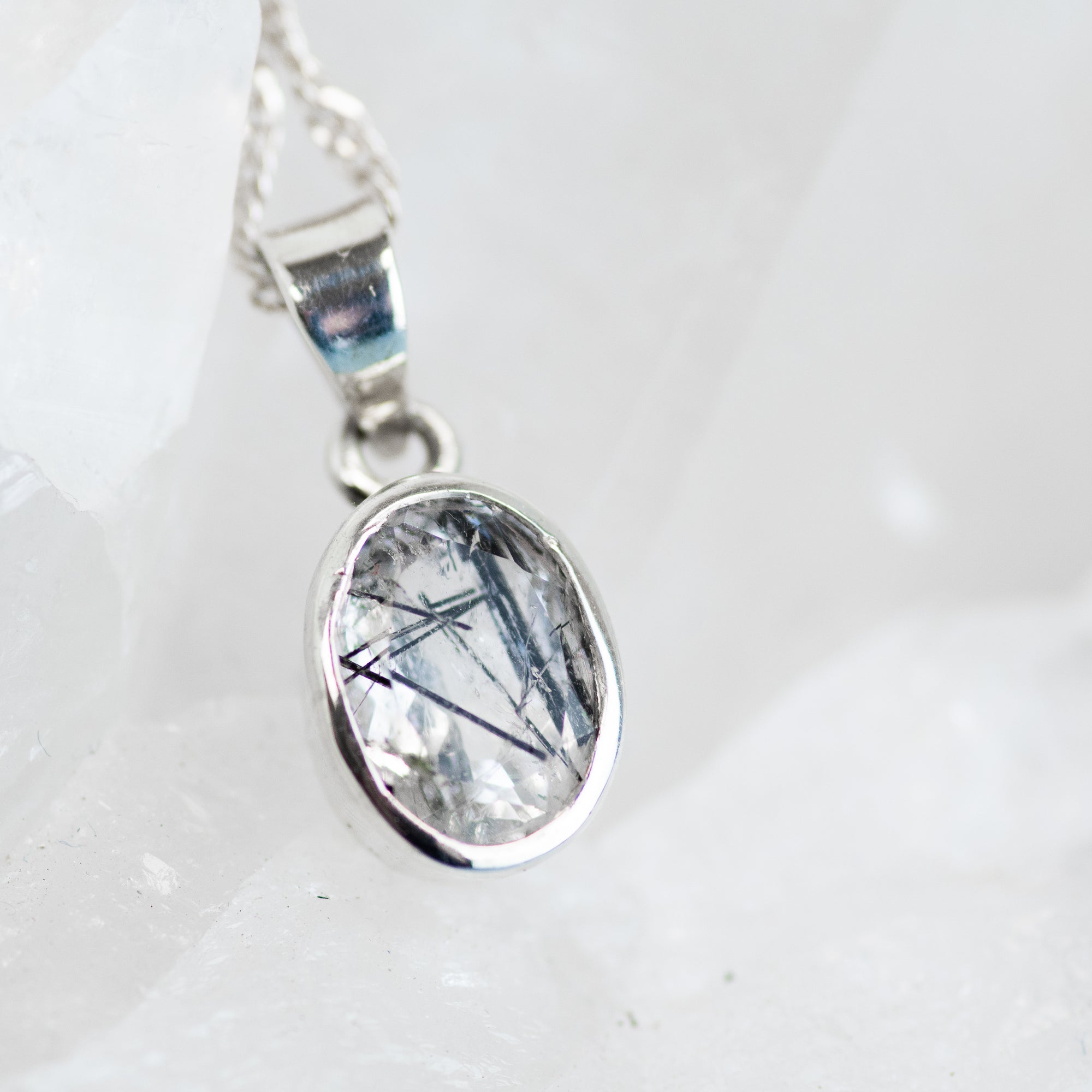Tourmalinated Quartz Sterling Silver Pendant