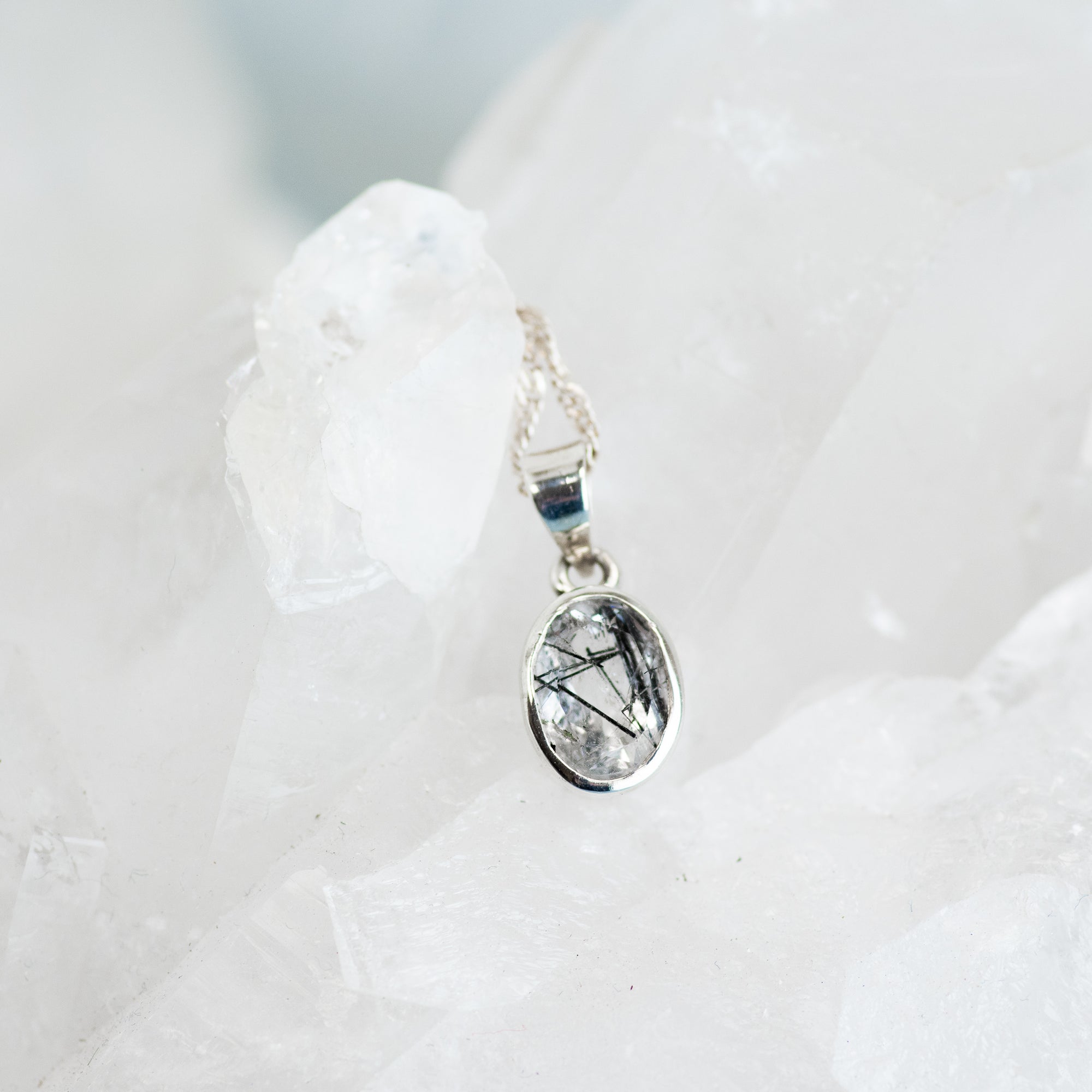 Tourmalinated Quartz Sterling Silver Pendant