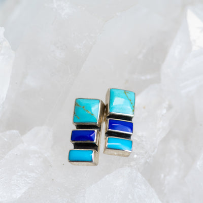 Sterling Silver Turquoise & Lapis Lazuli Earrings