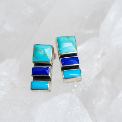 Sterling Silver Turquoise & Lapis Lazuli Earrings