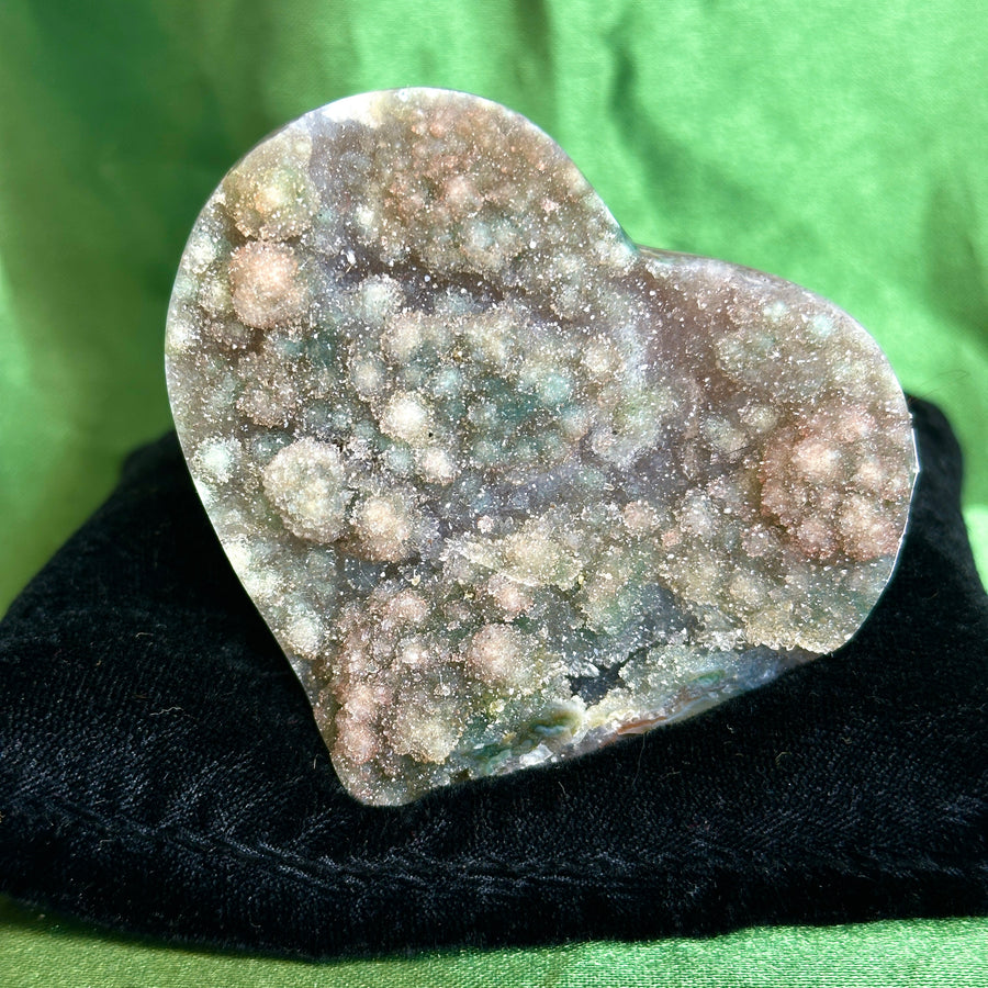 Uruguayan Black Amethyst Druzy Heart