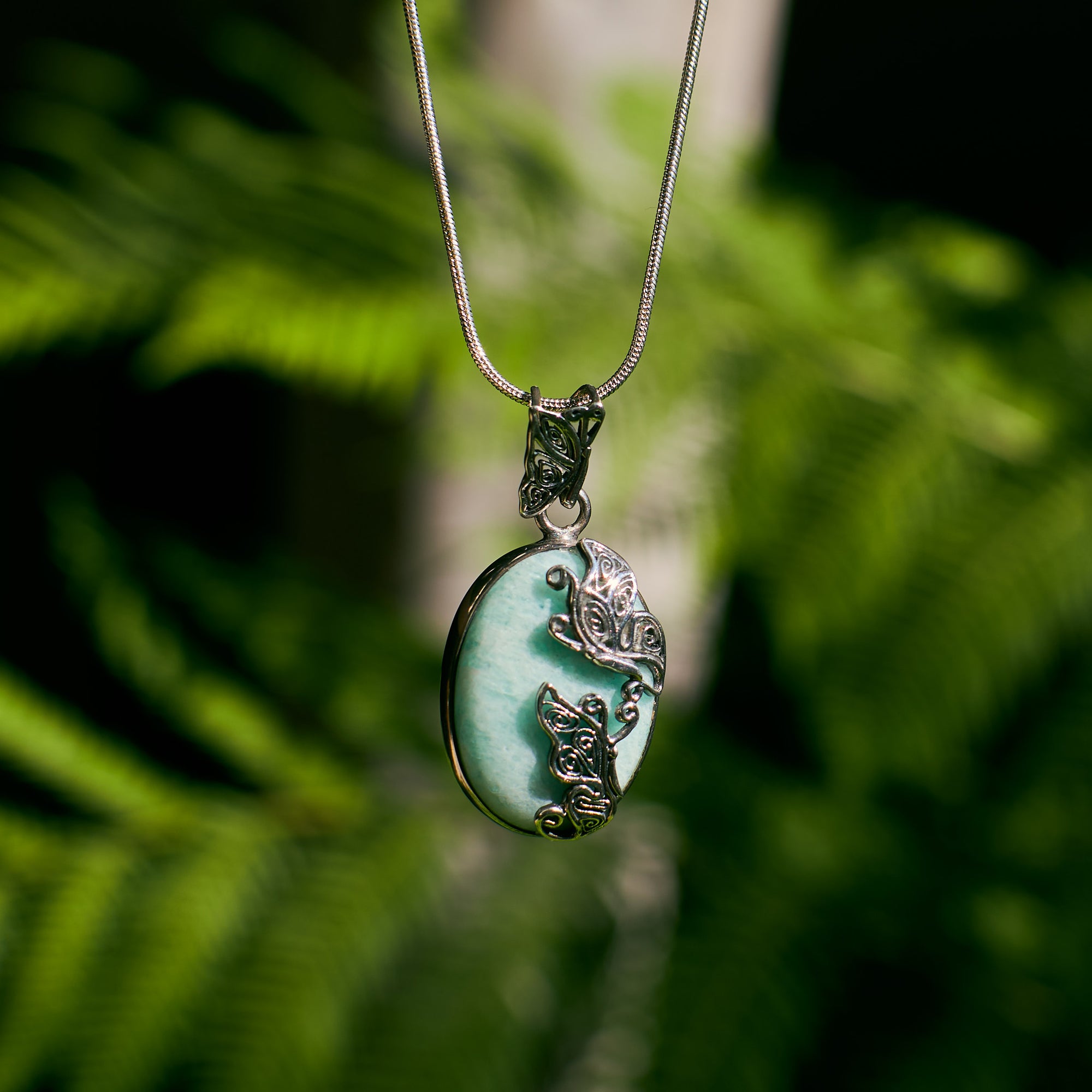 Amazonite Butterfly Pendant