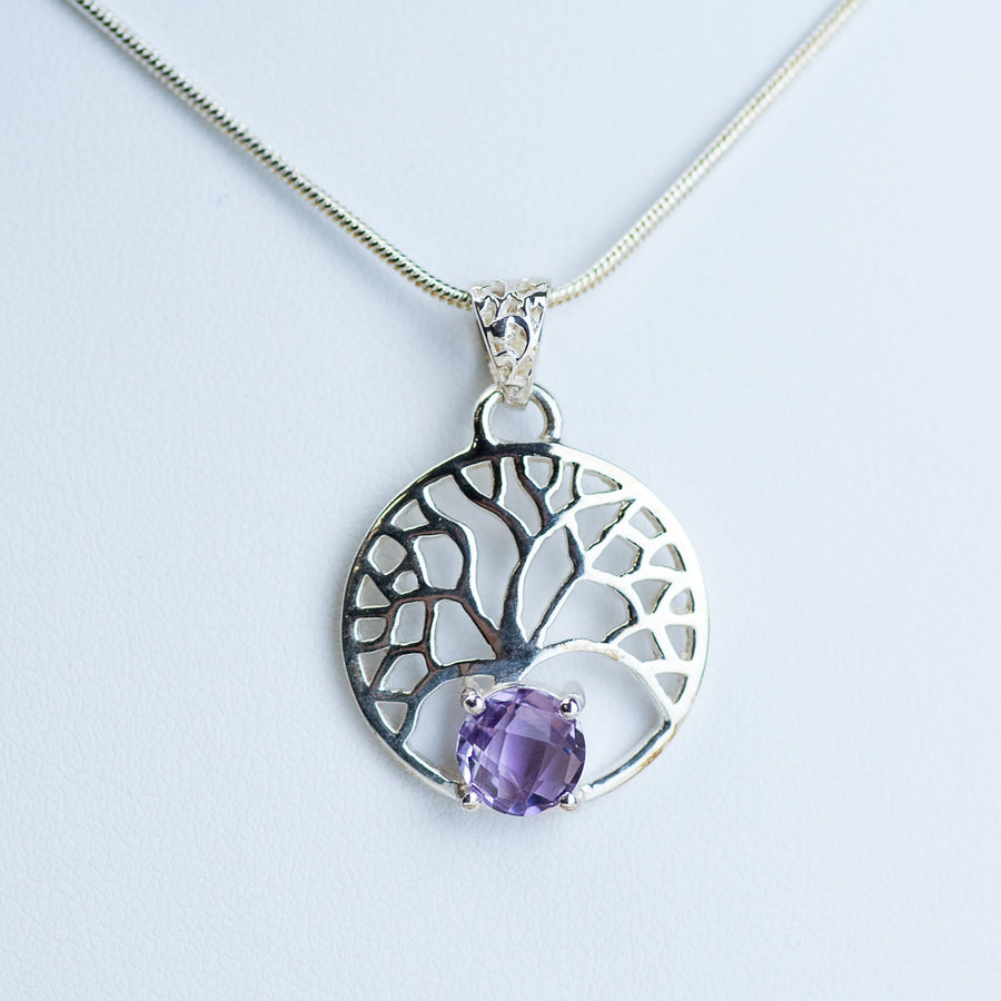 Amethyst Tree of Life Sterling Silver Pendant