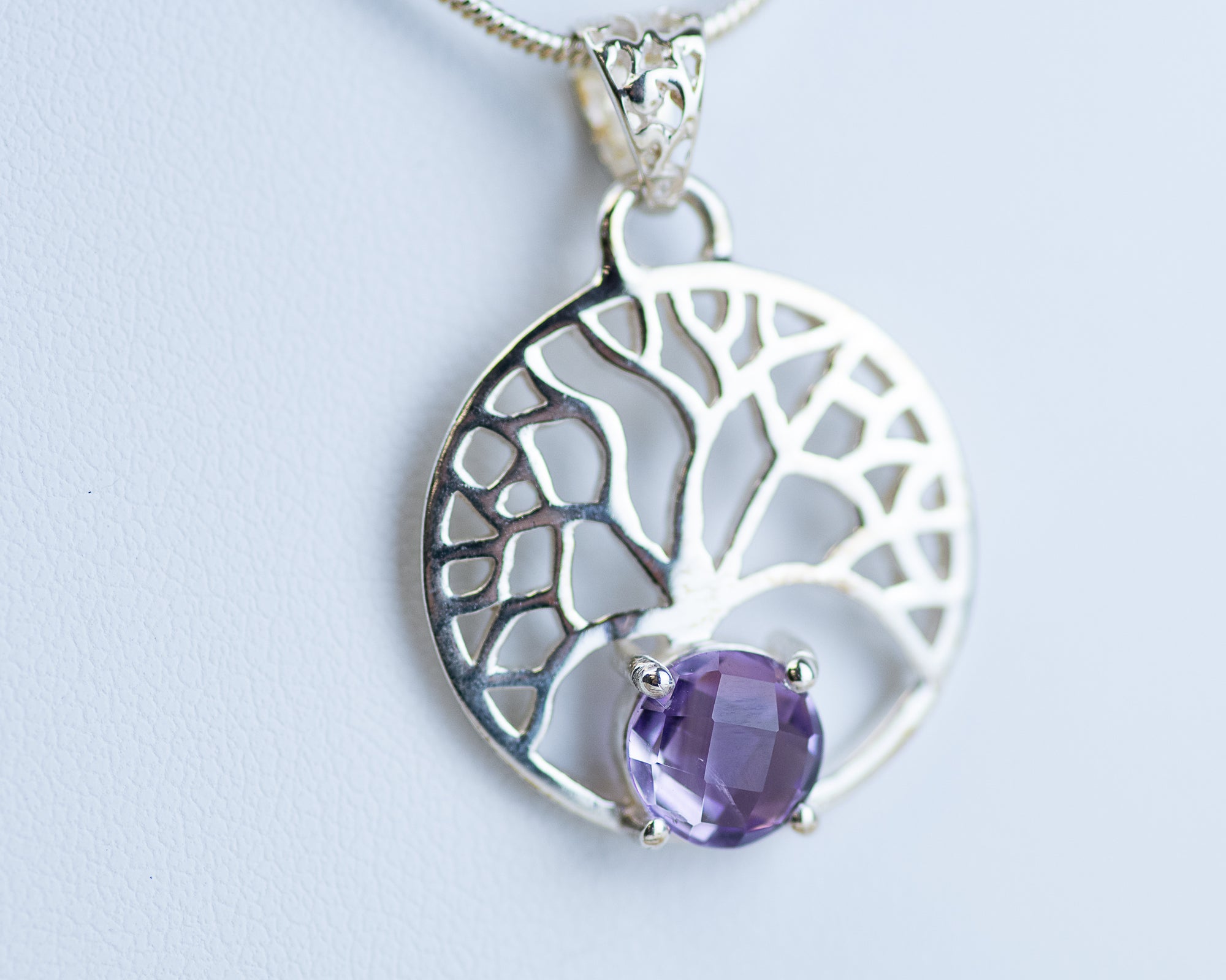 Amethyst Tree of Life Sterling Silver Pendant