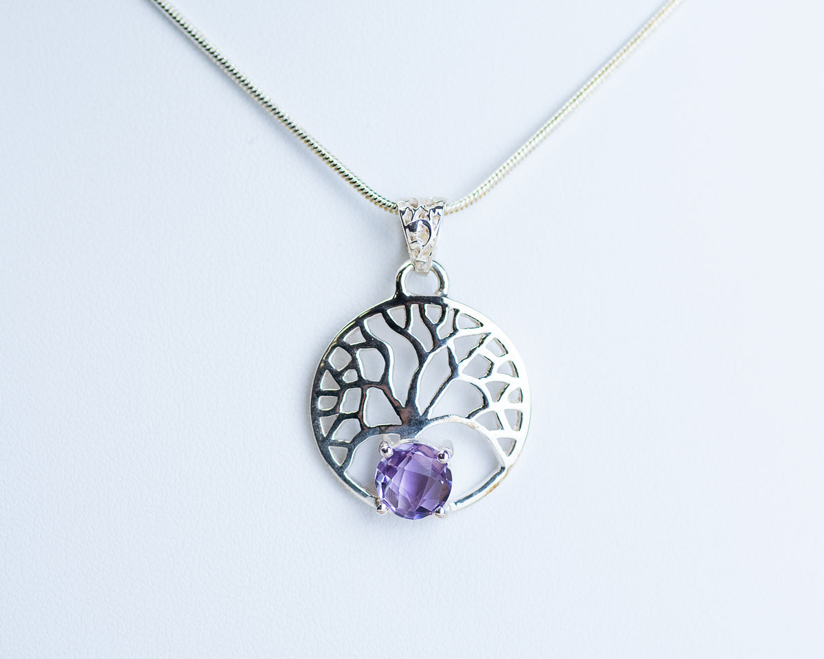 Amethyst Tree of Life Sterling Silver Pendant