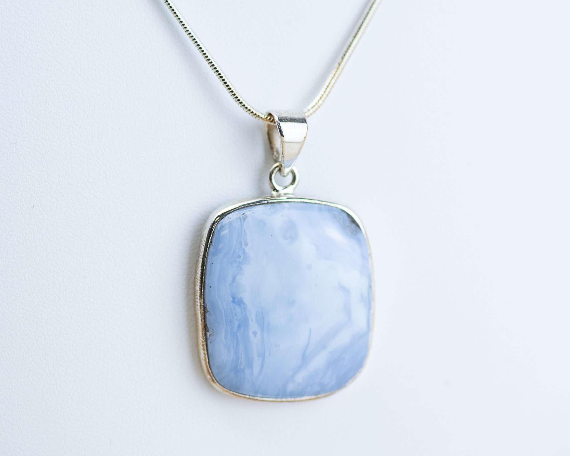 Blue Lace Agate Sterling Silver Necklace