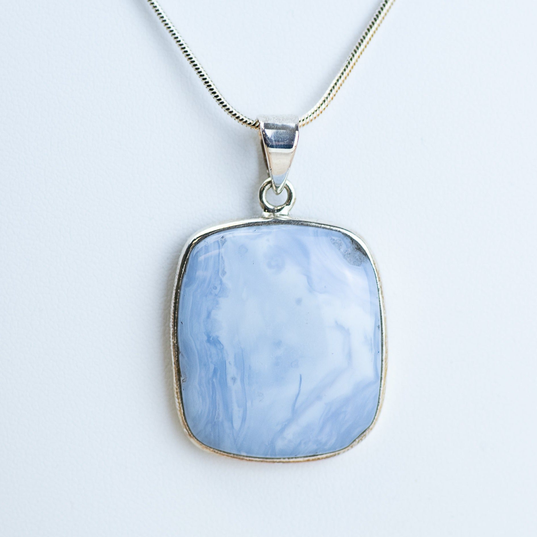Blue Lace Agate Sterling Silver Necklace