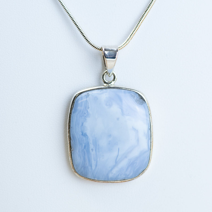 Blue Lace Agate Sterling Silver Necklace