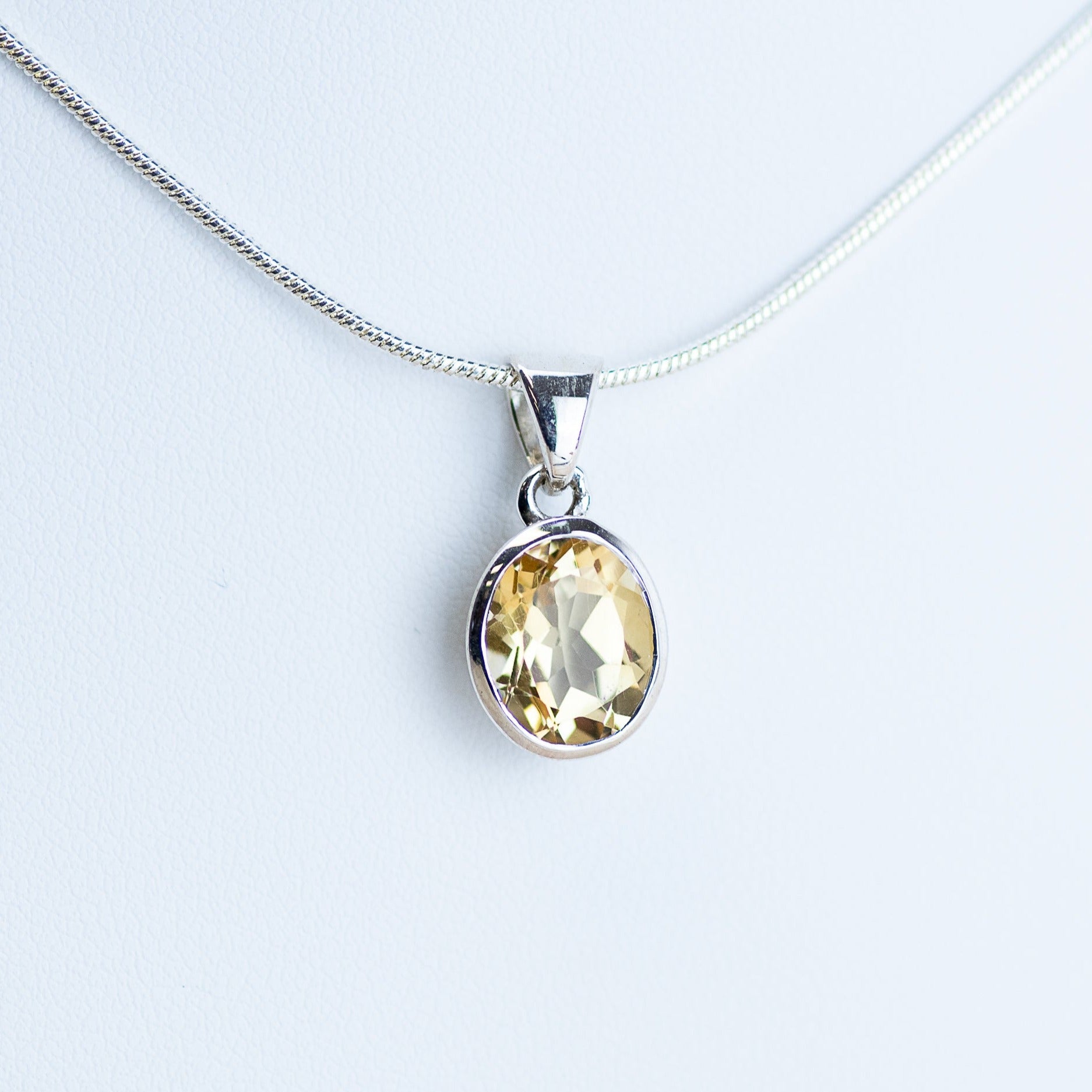 Citrine Faceted Sterling Silver Pendant