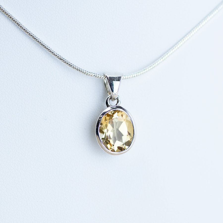 Citrine Faceted Sterling Silver Pendant