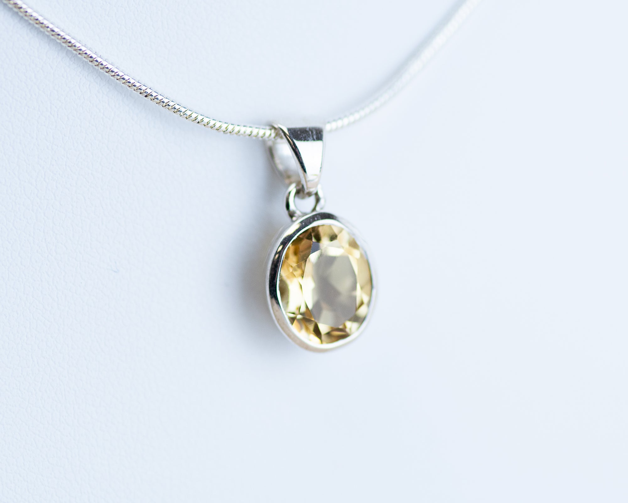 Citrine Faceted Sterling Silver Pendant