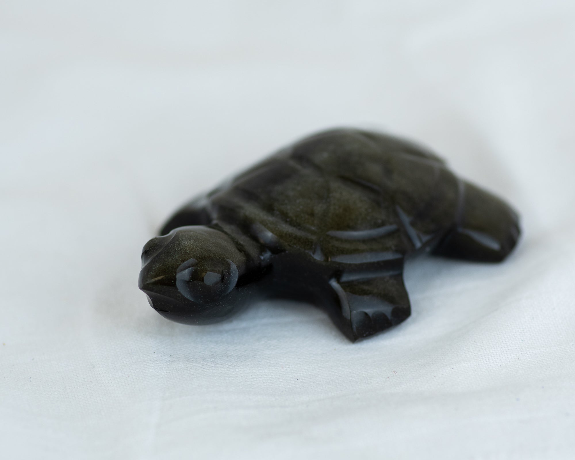 Gold Sheen Obsidian Turtle Carving