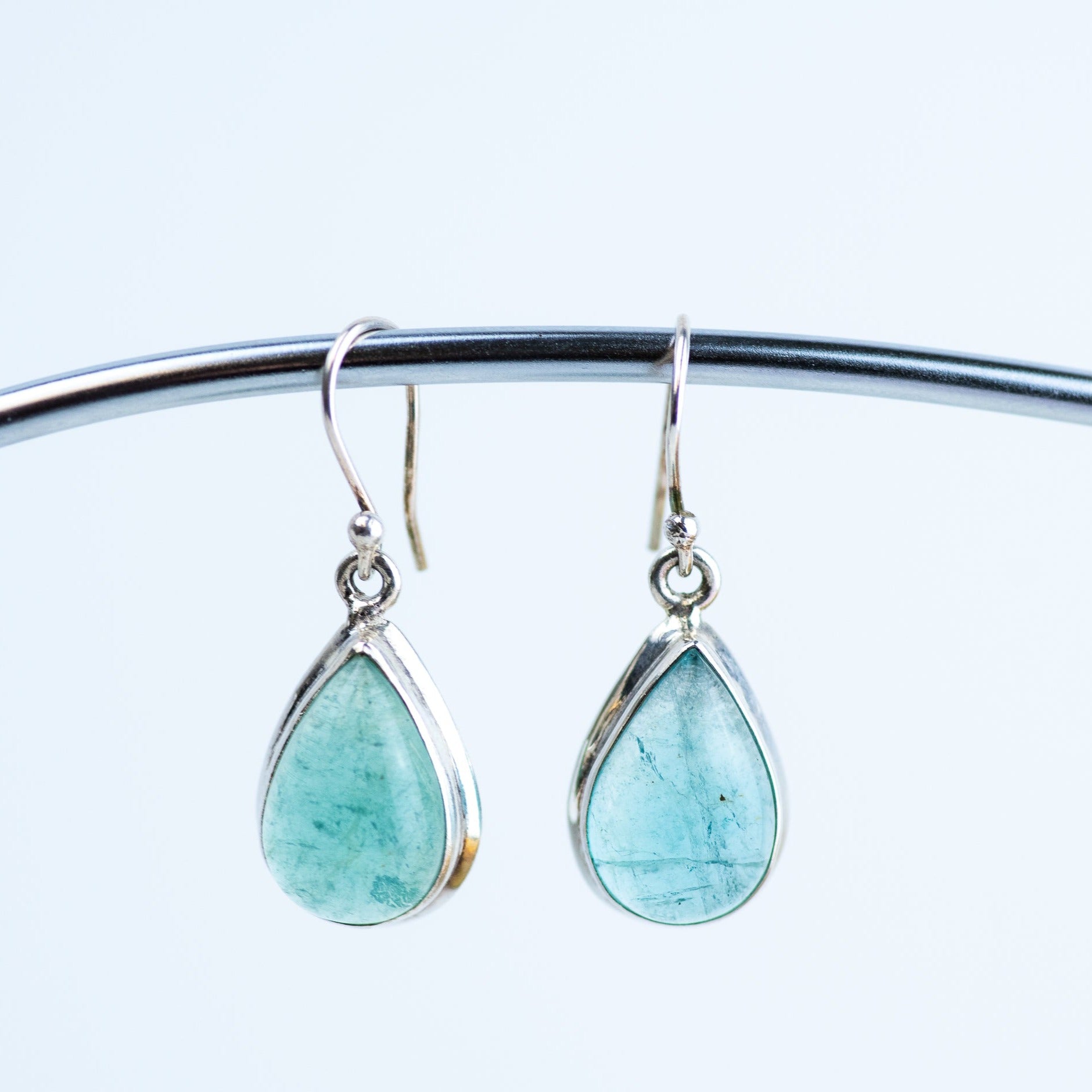 Sterling Silver Green Fluorite Earrings