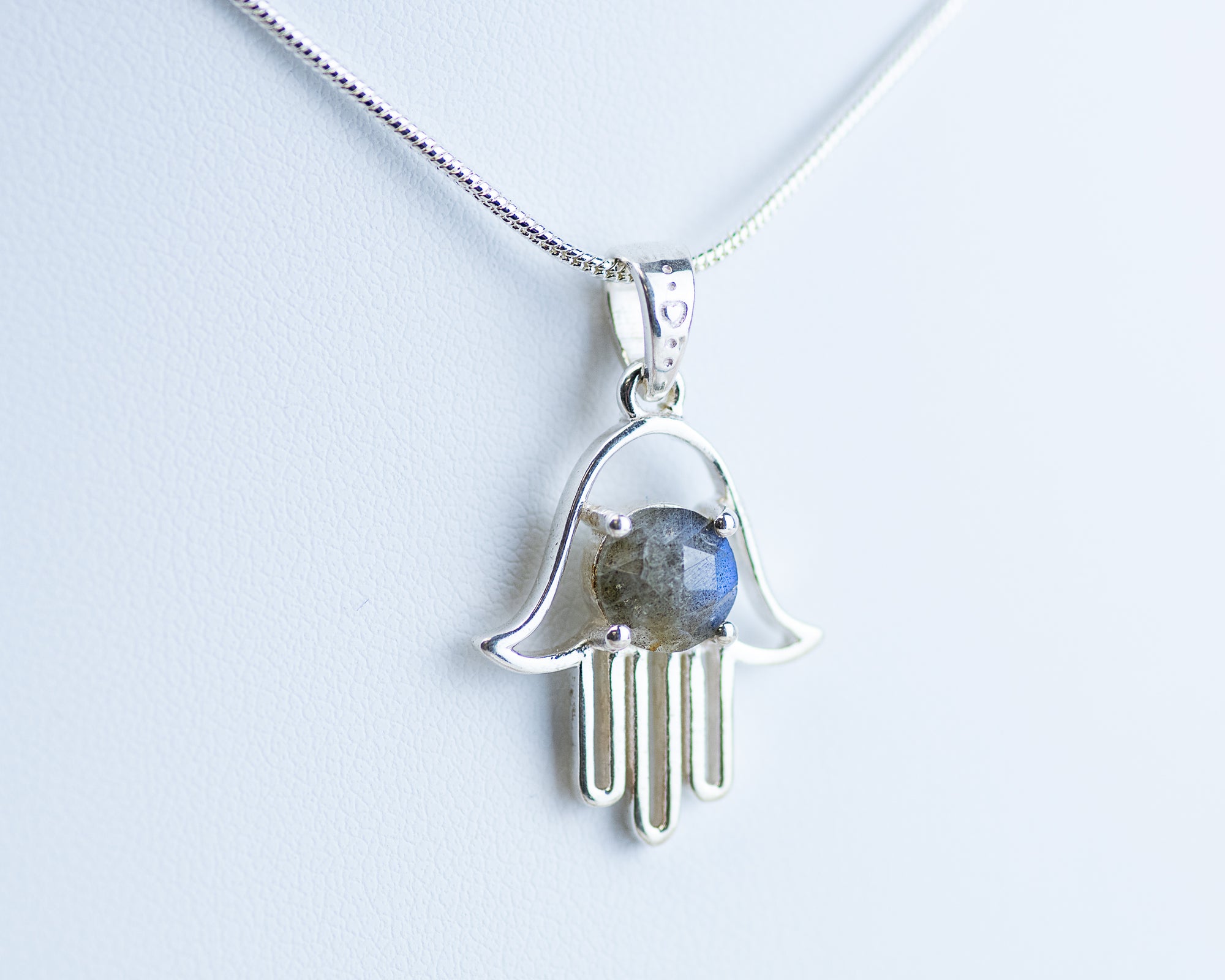 Labradorite Hamsa Sterling Silver Pendant