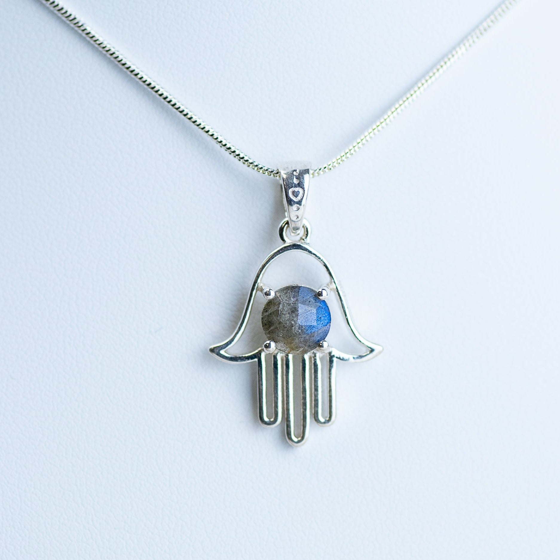 Labradorite Hamsa Sterling Silver Pendant