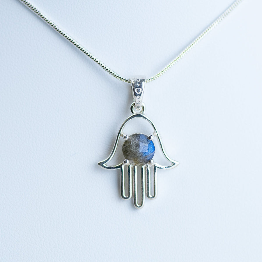 Labradorite Hamsa Sterling Silver Pendant