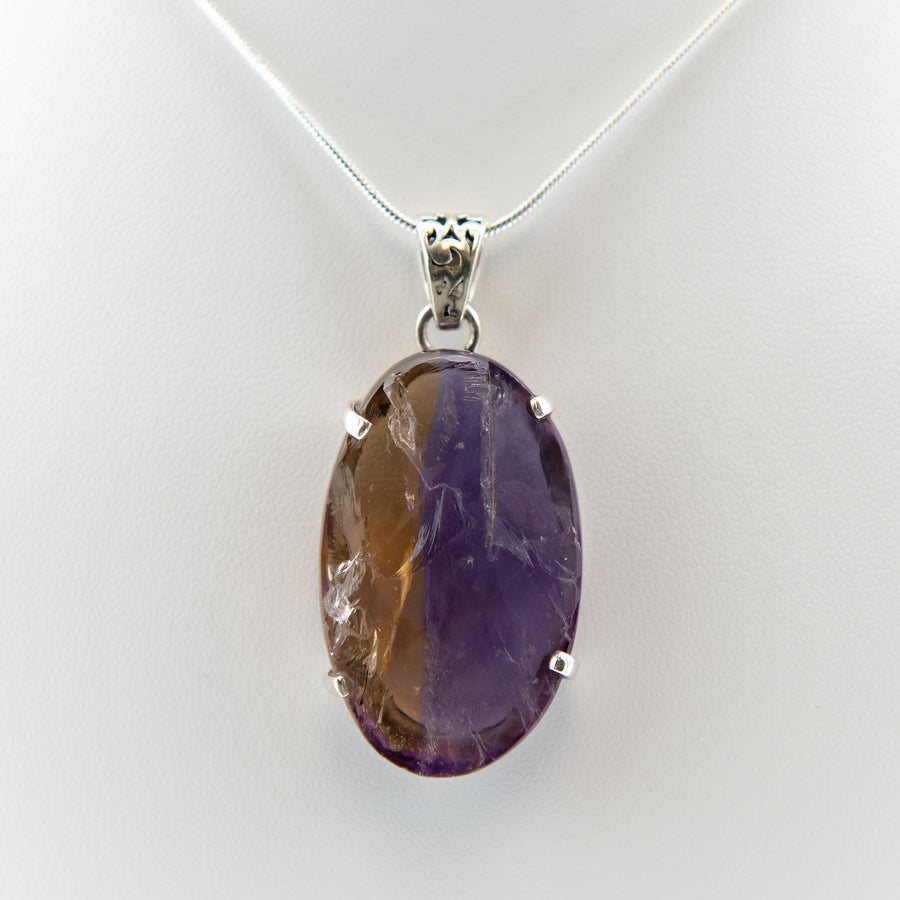 Large textured Ametrine Sterling Silver Pendant