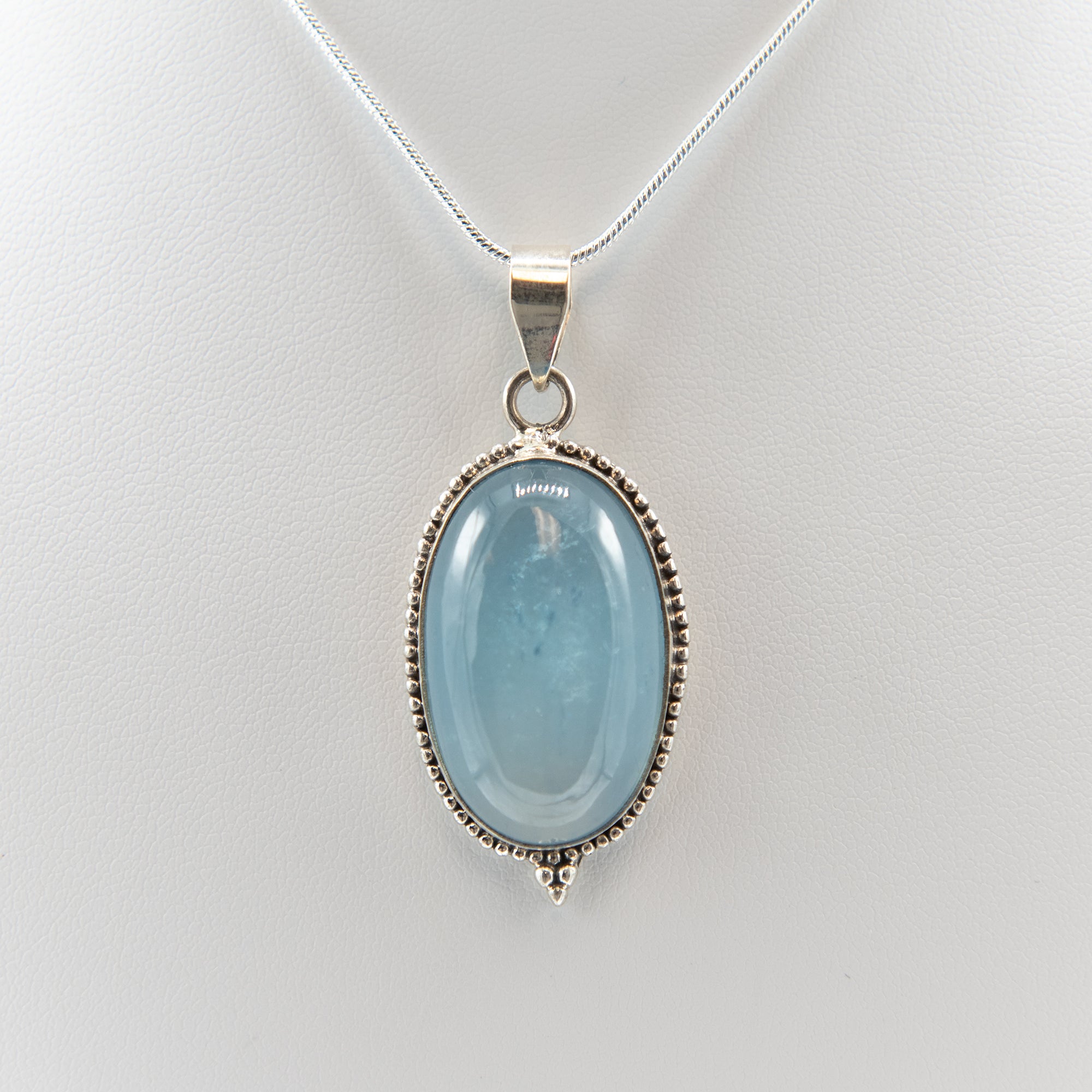 Polished Aquamarine Pendant Sterling Silver