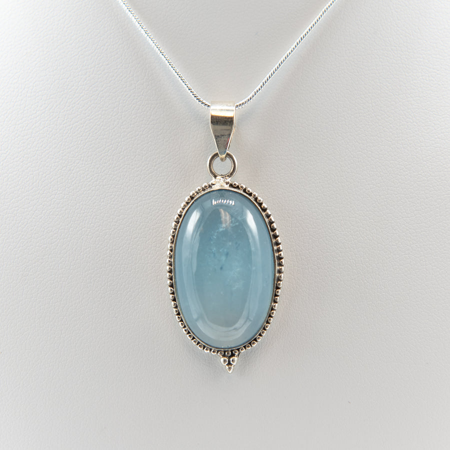 Polished Aquamarine Pendant Sterling Silver