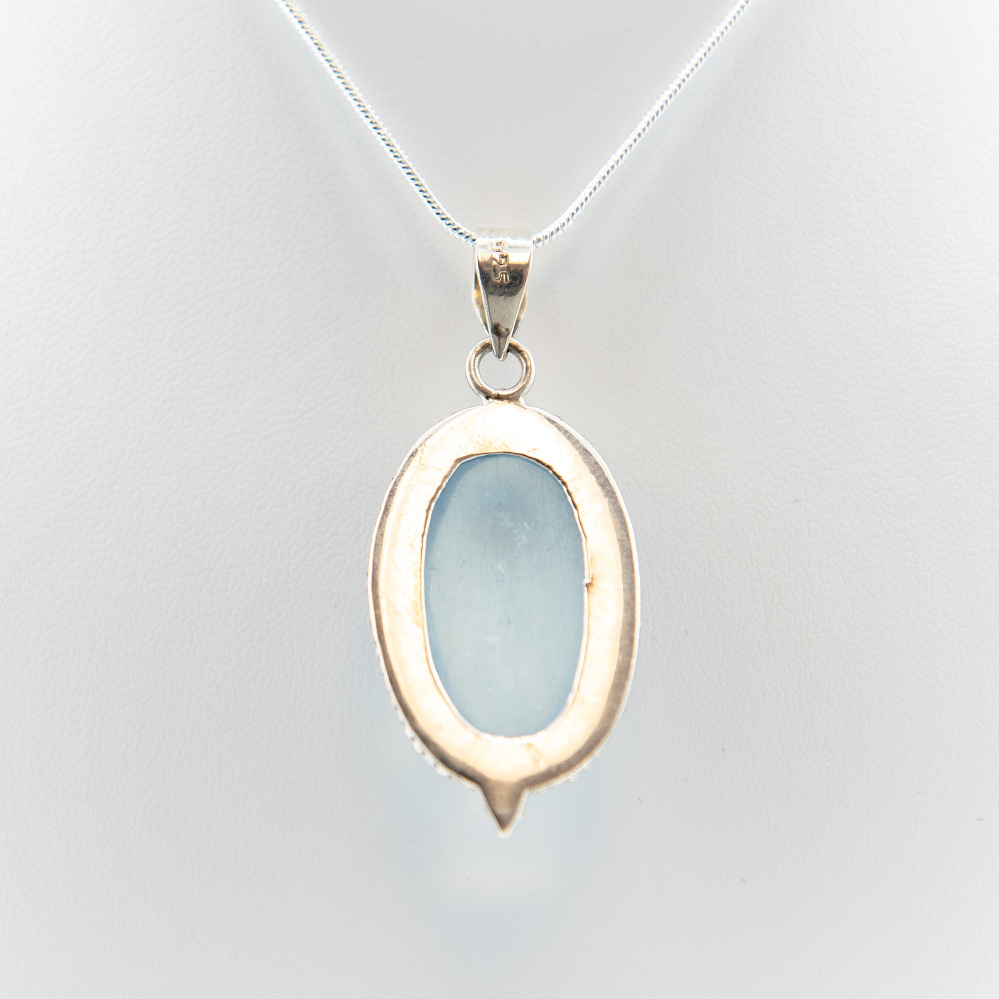 Polished Aquamarine Pendant Sterling Silver