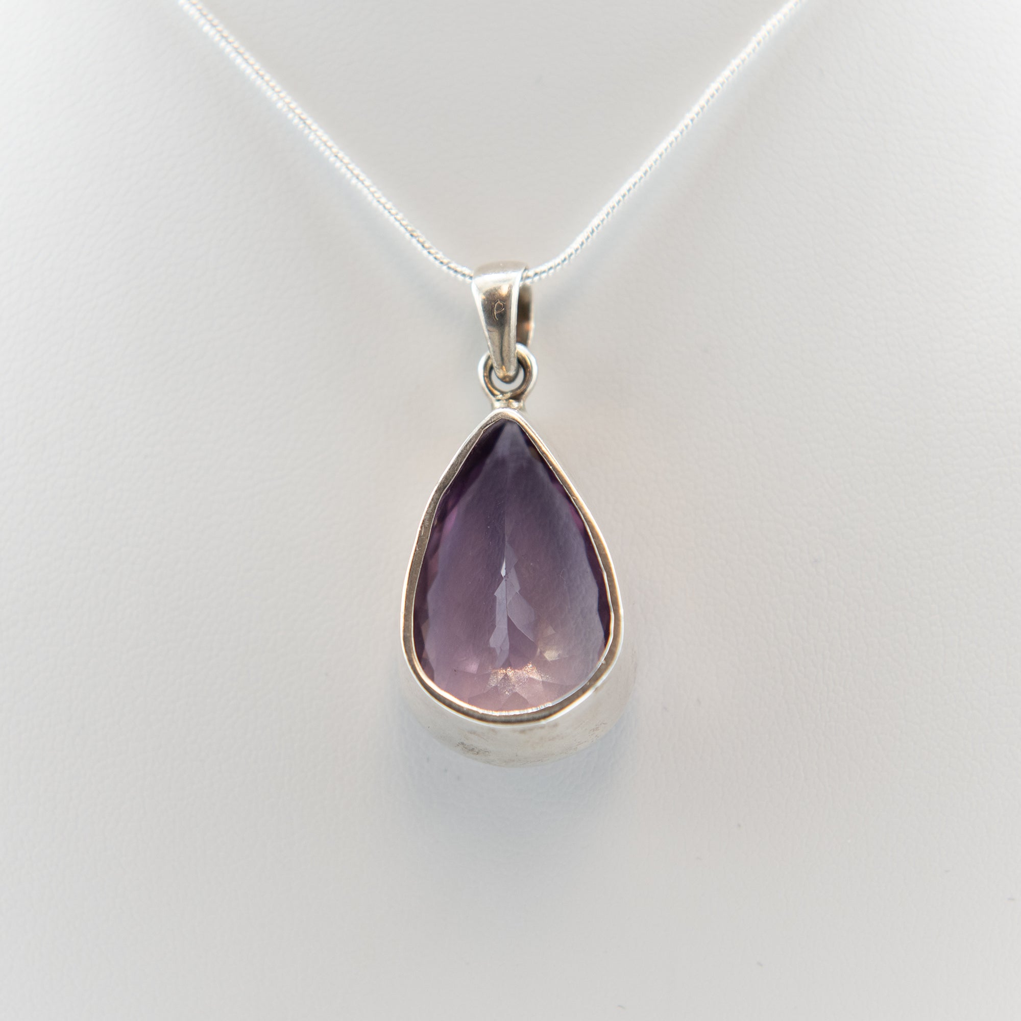 Faceted Amethyst Pendant Sterling Silver