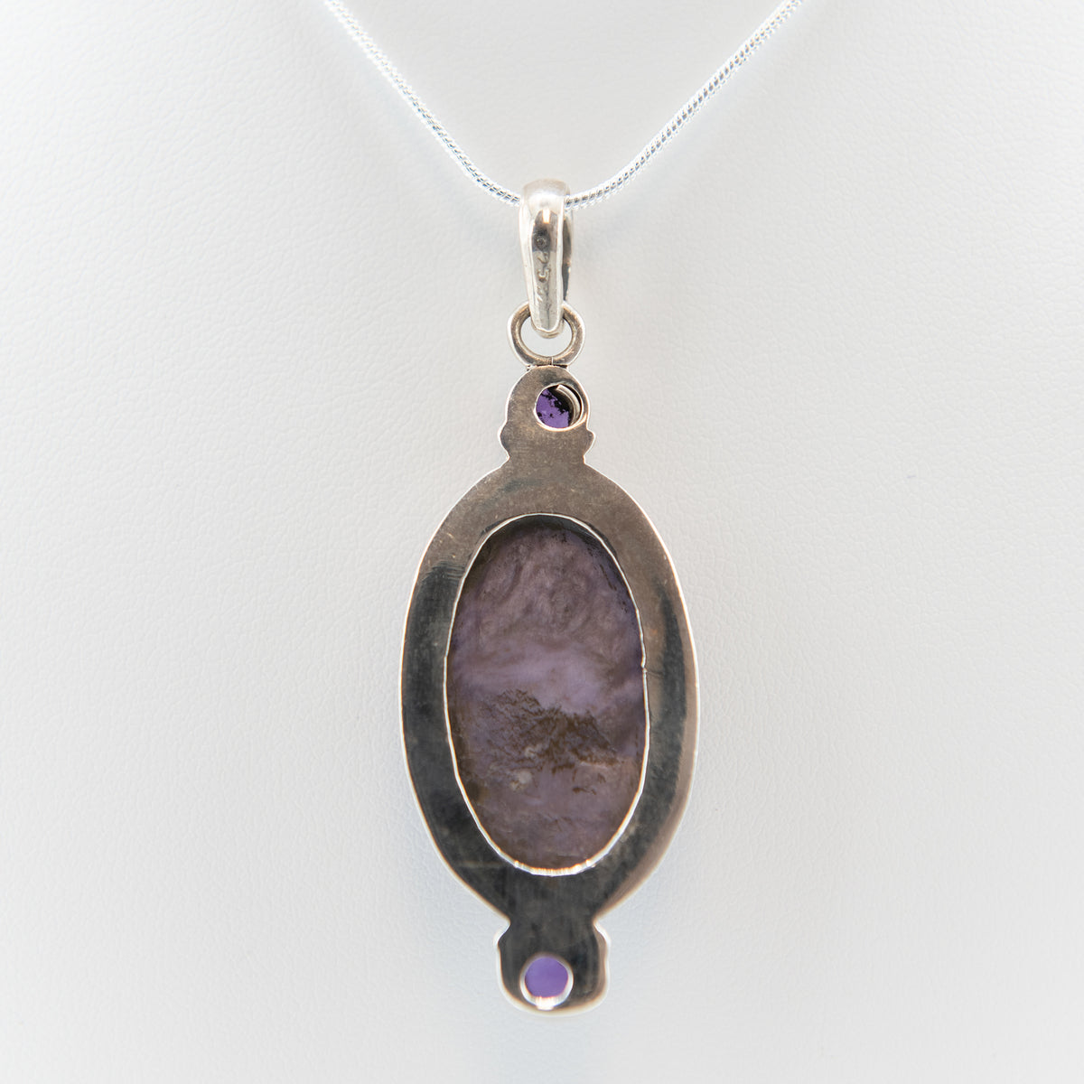 Charoite with Amethyst Sterling Silver Pendant