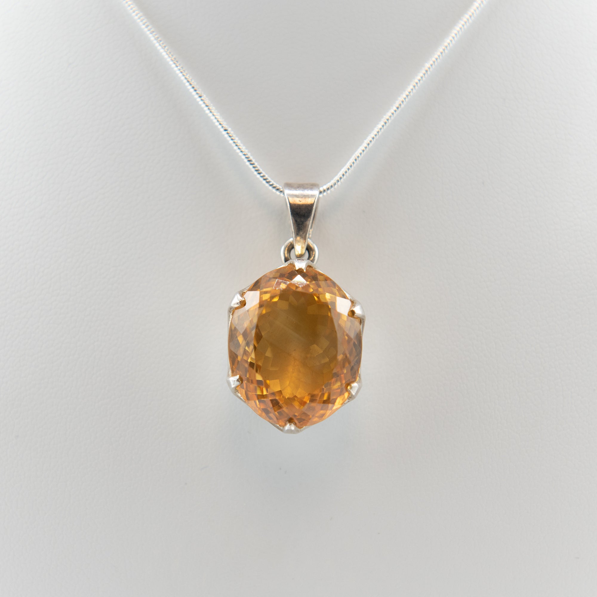 Faceted Citrine Necklace Sterling Silver