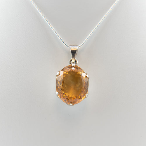 Faceted Citrine Necklace Sterling Silver