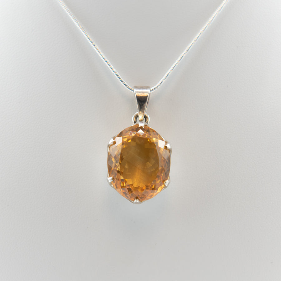 Faceted Citrine Necklace Sterling Silver