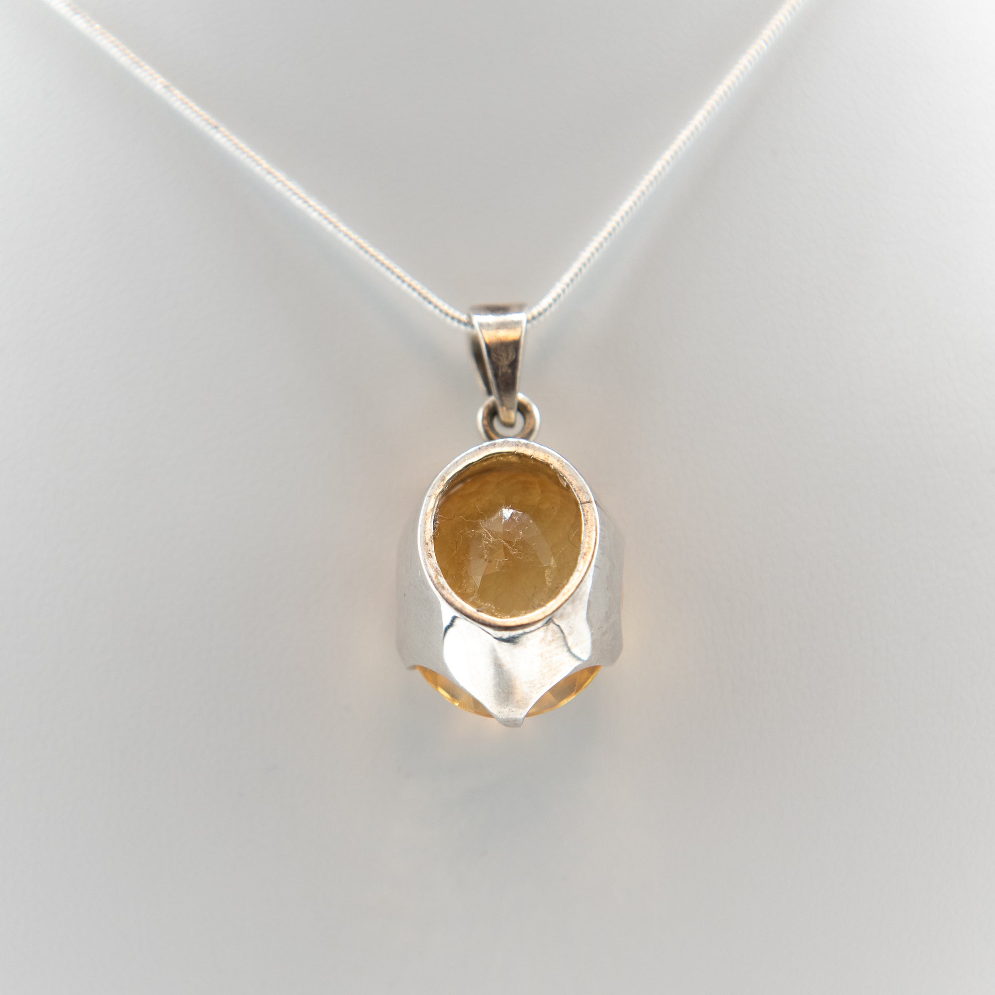 Faceted Citrine Necklace Sterling Silver