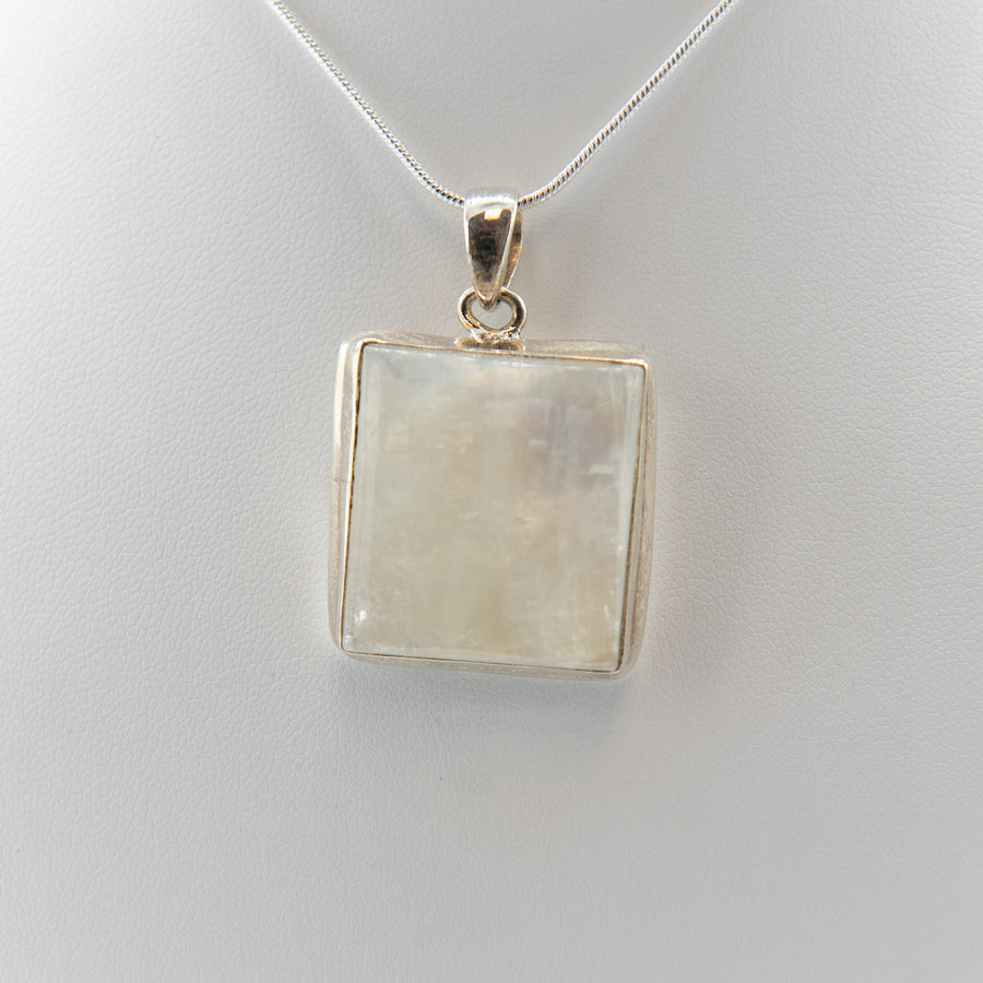 Rainbow Moonstone Necklace Sterling Silver