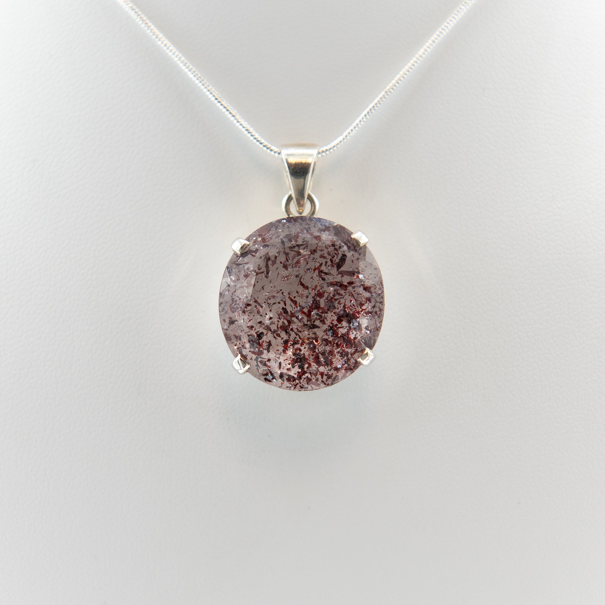 Super 7/Cacoxenite Stunning Round Pendant - Sterling Silver