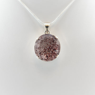 Super 7/Cacoxenite Stunning Round Pendant - Sterling Silver