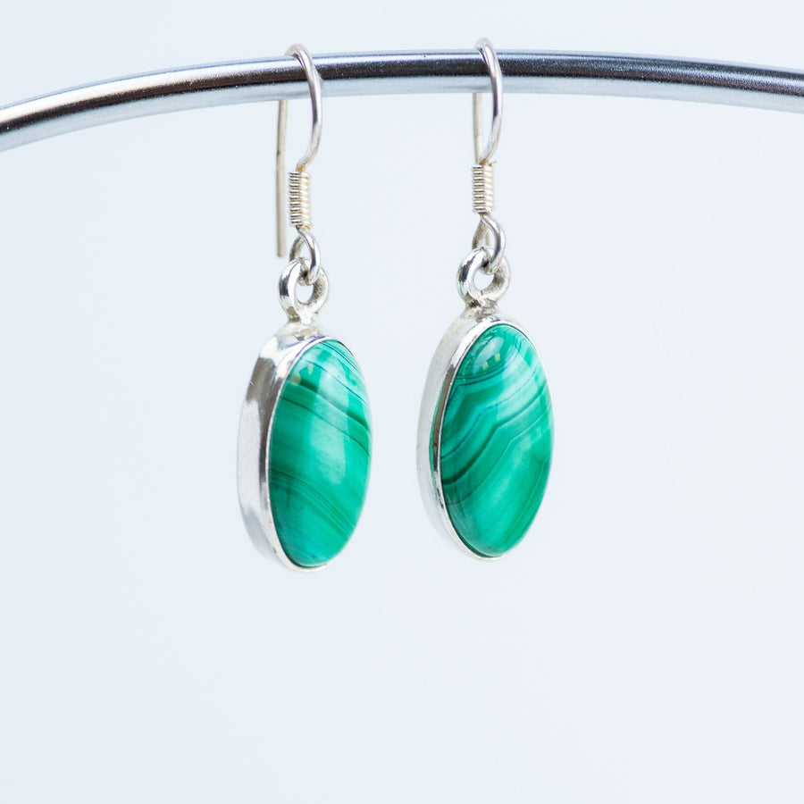 Sterling Silver Malachite Earrings