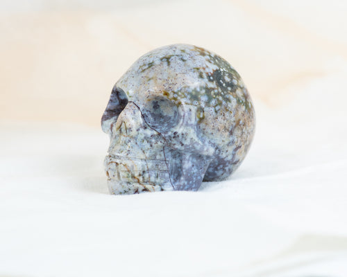 Ocean Jasper Skull Carving