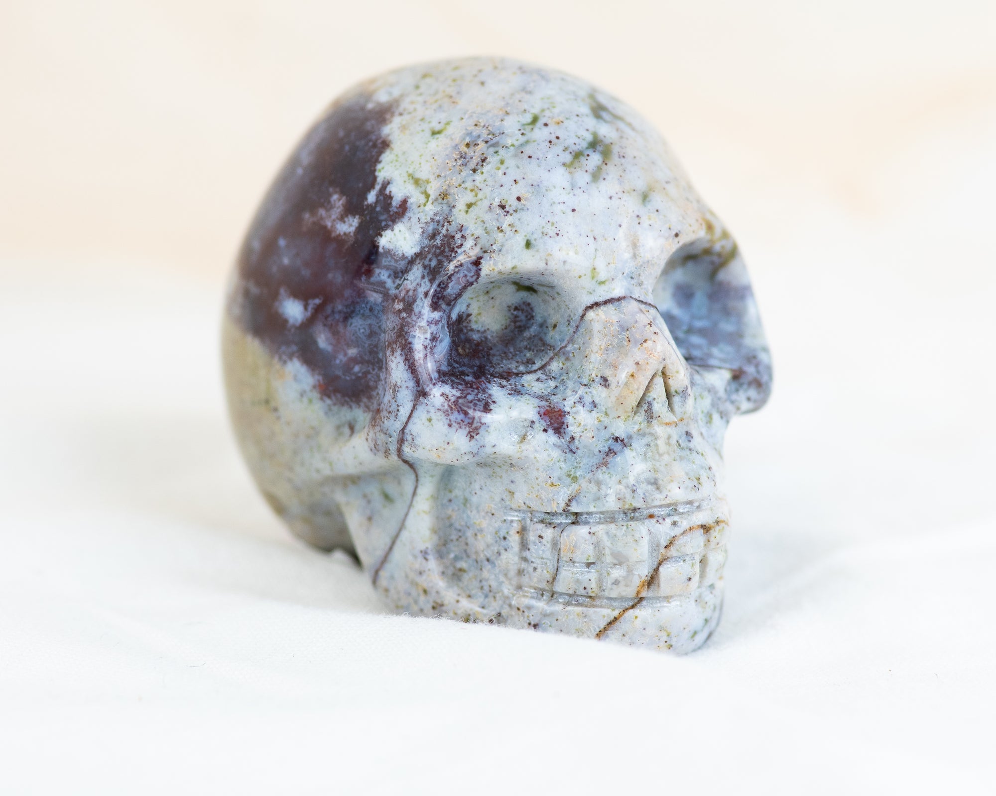 Ocean Jasper Skull Carving