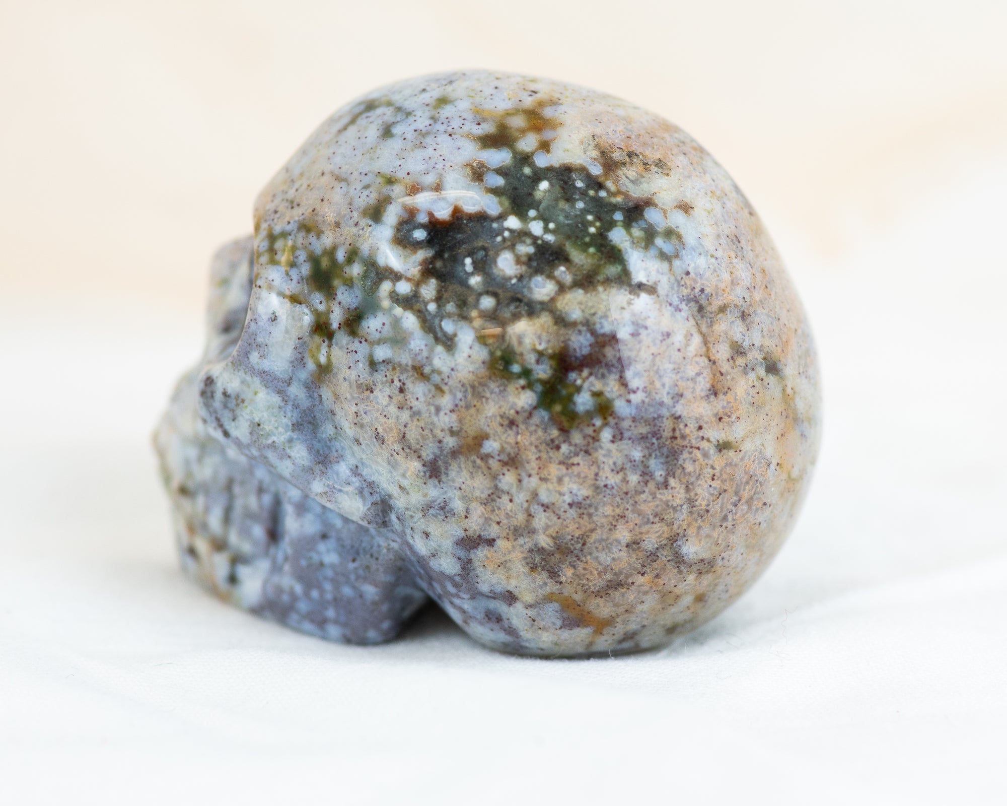 Ocean Jasper Skull Carving