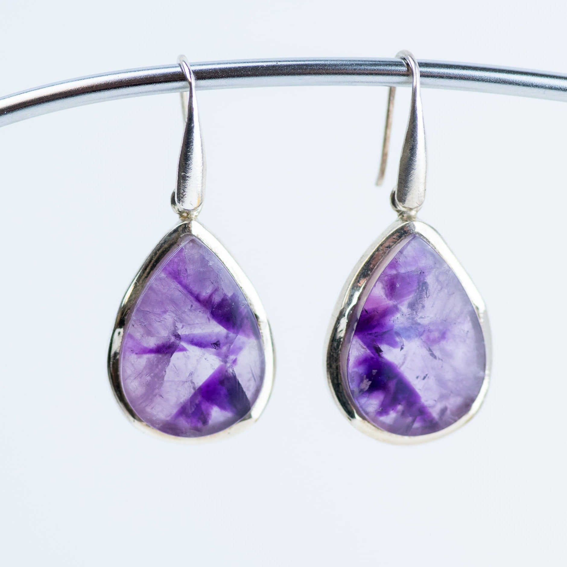 Sterling Silver Phantom Amethyst Earrings